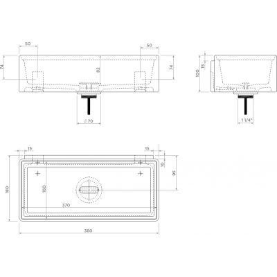 Clou New Flush umywalka 38x18 cm prostokątna ścienna-nablatowa biała CL/03.13431