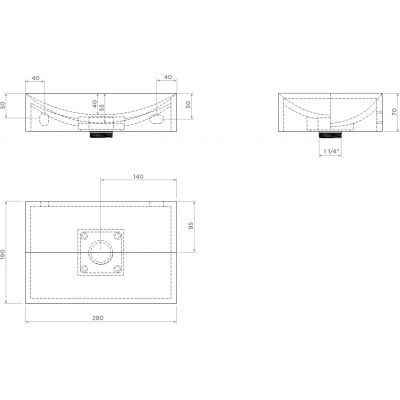 Clou Vale umywalka 28x19 cm prostokątna ścienna-nablatowa czarna CL/03.30160