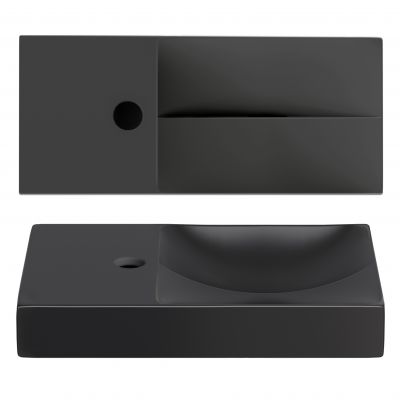 Clou Vale umywalka 45x19 cm prostokątna ścienna-nablatowa czarna CL/03.30162.01.L
