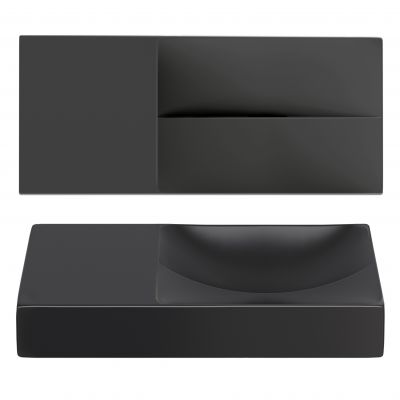 Clou Vale umywalka 45x19 cm prostokątna ścienna-nablatowa czarna CL/03.30162.L