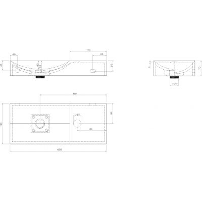 Clou Vale umywalka 45x19 cm prostokątna ścienna-nablatowa czarna CL/03.30162.R