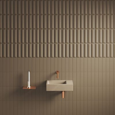 Clou Flush umywalka 36x18 cm prostokątna ścienna-nablatowa musztardowa CL/03.34031