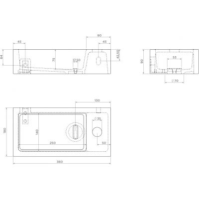 Clou Flush umywalka 36x18 cm prostokątna ścienna-nablatowa piaskowa CL/03.36030
