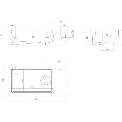Clou Flush umywalka 36x18 cm prostokątna ścienna-nablatowa piaskowa CL/03.36031