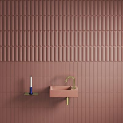 Clou Flush umywalka 36x18 cm prostokątna ścienna-nablatowa różowa CL/03.40030