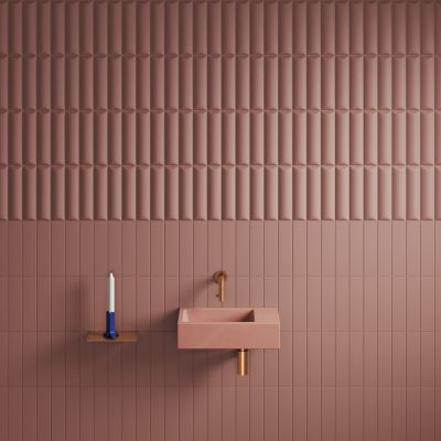 Clou Flush umywalka 36x18 cm prostokątna ścienna-nablatowa różowa CL/03.40031