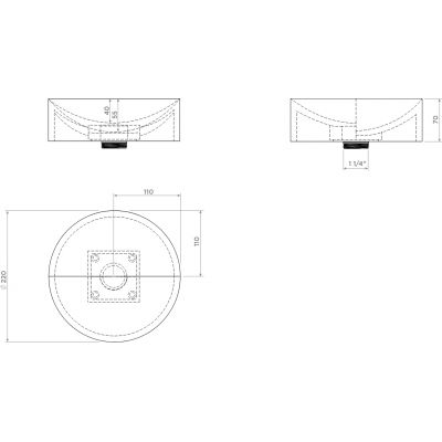 Clou Vale umywalka 22x22 cm okrągła nablatowa zielona CL/03.42164