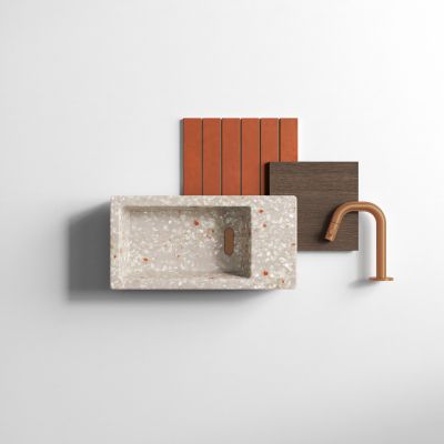 Clou Flush umywalka 36x18 cm prostokątna ścienna-nablatowa terra CL/03.81031