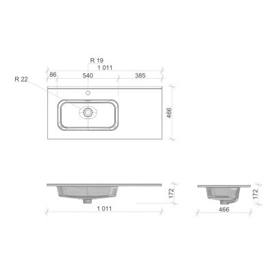 Comad Go 2 umywalka 101x46 cm prostokątna meblowa biała GO 2 100CM L DP ( E-8095-100L )