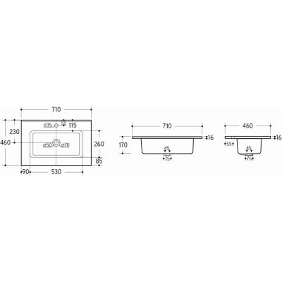 Comad Go umywalka 71x46 cm prostokątna meblowa biała GO 70/DP-8095