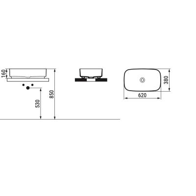 Ceramica Dolomite Noemi umywalka 62x38 cm prostokątna nablatowa niebieska matowa D311071