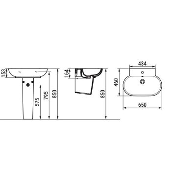 Ceramica Dolomite Mirto umywalka 65x46 cm owalna ścienna biała matowa D461141