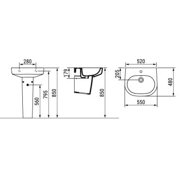 Ceramica Dolomite Mirto umywalka 55x48 cm owalna ścienna biała D461301