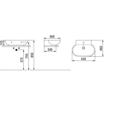 Ceramica Dolomite Mirto umywalka 65x46 cm owalna meblowa czarna matowa D461481