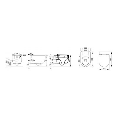 Ceramica Dolomite Mirto Round miska WC wisząca bez kołnierza ze spłukiwaniem wirowym czarny mat D475781