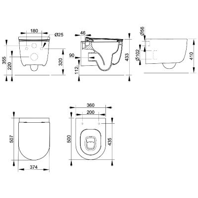 Ceramica Dolomite Mirto Round miska WC wisząca bez kołnierza ze spłukiwaniem wirowym biały mat D474941