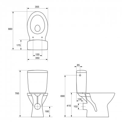 Cersanit MITO Zenit zestaw WC kompakt z deską biały K100-210
