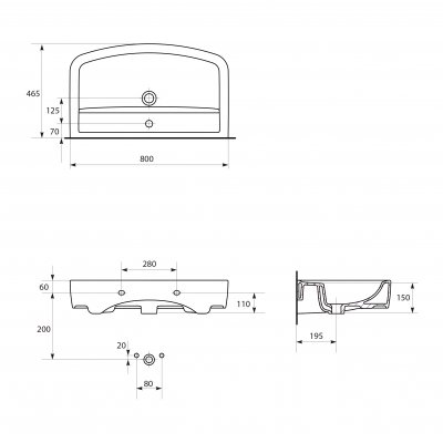 Cersanit Pure umywalka 80 cm meblowa biała K101-008-BOX