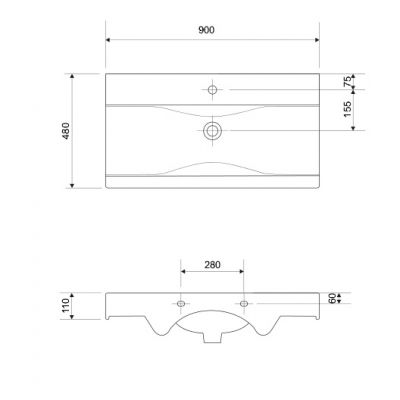 Cersanit Carla umywalka 90 cm prostokątna meblowa biała K11-0039