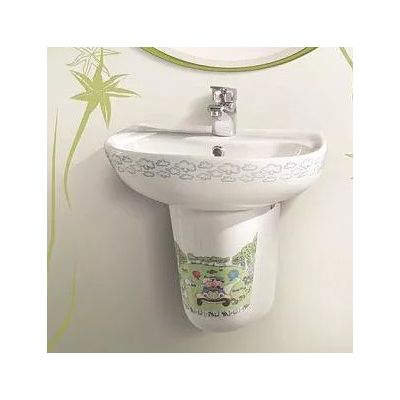 CeraStyle Happy półpostument do umywalki biały w dziecięce wzory 016800-61