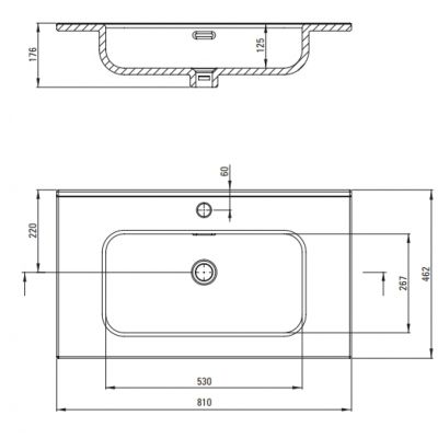 Deante Tubo umywalka 81x46,2 cm prostokątna wpuszczana biała CTU_6U8W