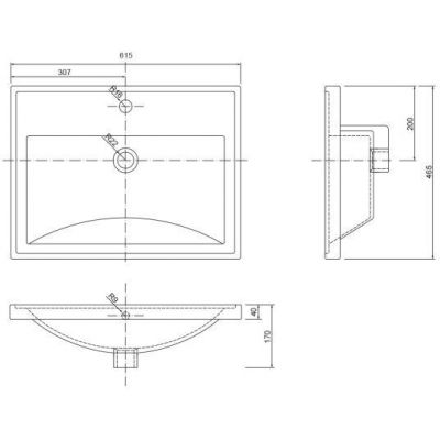 Defra Nanu umywalka 61x46 cm prostokątna meblowa biała 1032