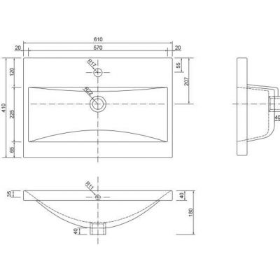 Defra Go umywalka 61x41 cm prostokątna meblowa biała 1052