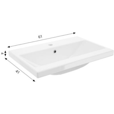 Defra Go umywalka 61x41 cm prostokątna meblowa biała 1052