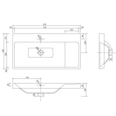 Defra Bonito umywalka 81x42,3 cm prostokątna meblowa biała 1074