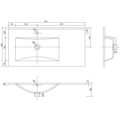 Defra Plan umywalka 91x46 cm prostokątna meblowa biała 1725