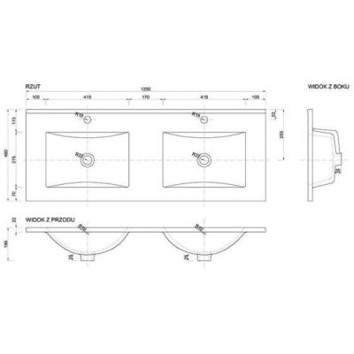 Defra Plan umywalka 120x46 cm prostokątna meblowa-podwójna biała 1728