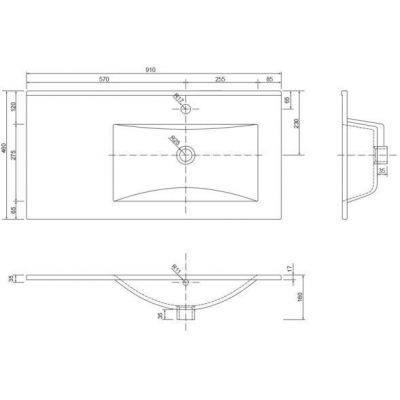 Defra Plan umywalka 91x46 cm prostokątna meblowa biała 1729