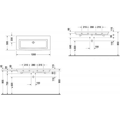 Duravit 2nd floor umywalka 120x50,5 cm szlifowana prostokątna biała 0491120028