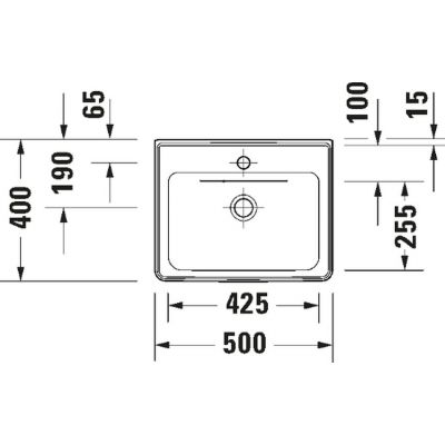 Duravit D-Neo umywalka 50x40 cm prostokątna ścienna-meblowa biała 0742500060