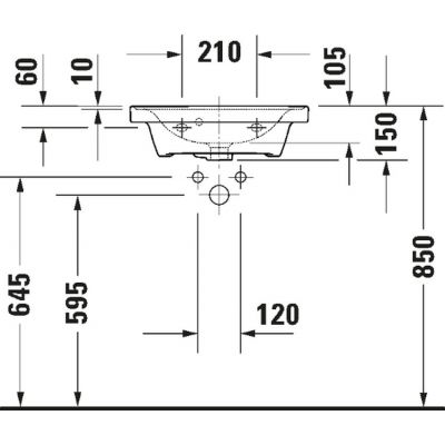 Duravit D-Neo umywalka 50x40 cm prostokątna ścienna-meblowa biała 0742500060