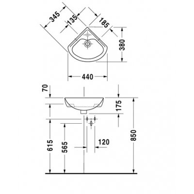 Duravit Duraplus Triberg umywalka narożna 44x38 cm 0794444711