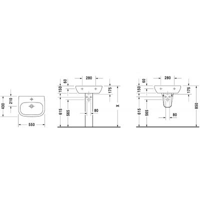 Duravit D-Code umywalka 55x43 cm ścienna półokrągła biała 23105500002