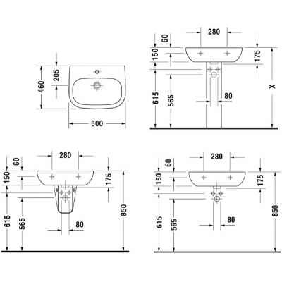Duravit D-Code umywalka 60x46 cm ścienna półokrągła biała 23106000002