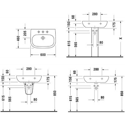 Duravit D-Code umywalka 60x46 cm ścienna półokrągła biała 23106000302