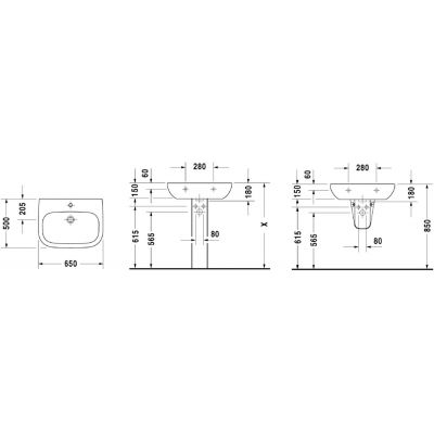 Duravit D-Code umywalka 65x50 cm ścienna półokrągła biała 23106500002