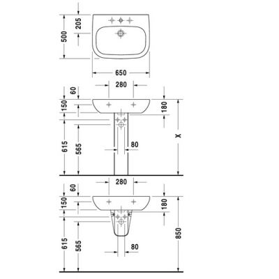 Duravit D-Code umywalka 65 cm ścienna 23106500302