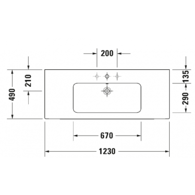 Duravit ME by Starck umywalka 123x49 cm prostokątna meblowa biała 233612AA00