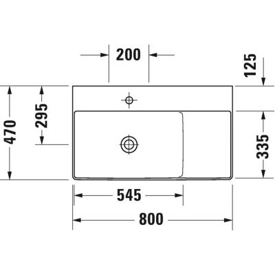 Duravit DuraSquare Compact umywalka 80x47 cm meblowa prostokątna biała 2348800041