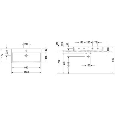 Duravit Vero Air umywalka 100x47 cm szlifowana prostokątna biała 2350100027