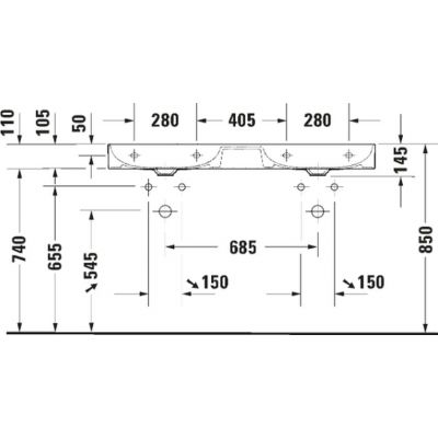 Duravit DuraSquare umywalka 120x47 cm prostokątna biała 23531200411