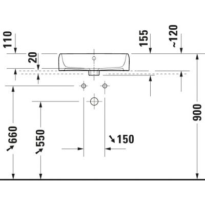 Duravit Qatego umywalka 50x47 cm prostokątna nablatowa biała 2385500027