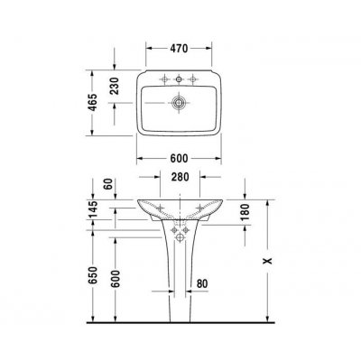 Duravit PuraVida umywalka 60x46,5 cm ścienna 2701600000