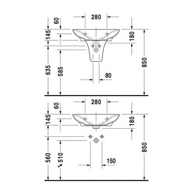 Duravit PuraVida umywalka 60x46,5 cm ścienna 2701600000