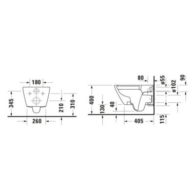 Duravit D-Code miska WC wisząca bez kołnierza biały połysk 29030900212