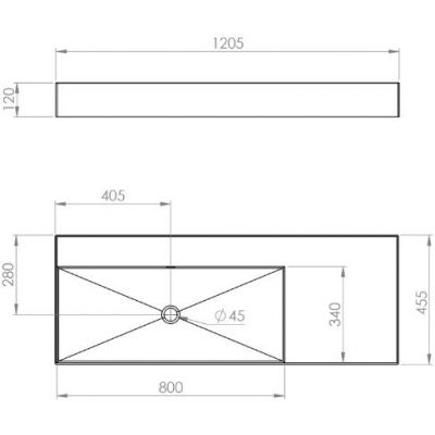 Elita Level umywalka 120,5x45,5 cm prostokątna ścienna lewa stone matt RE041461197040